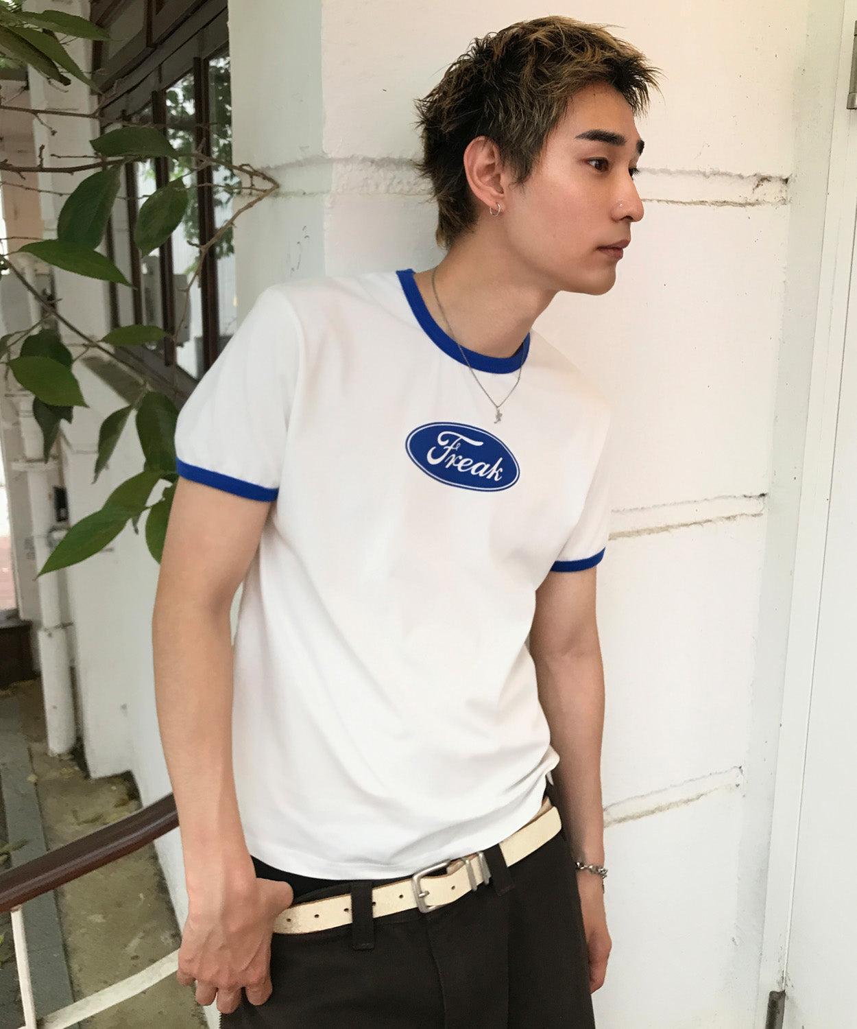 Ringer Point Graphic T-Shirt [Blue]