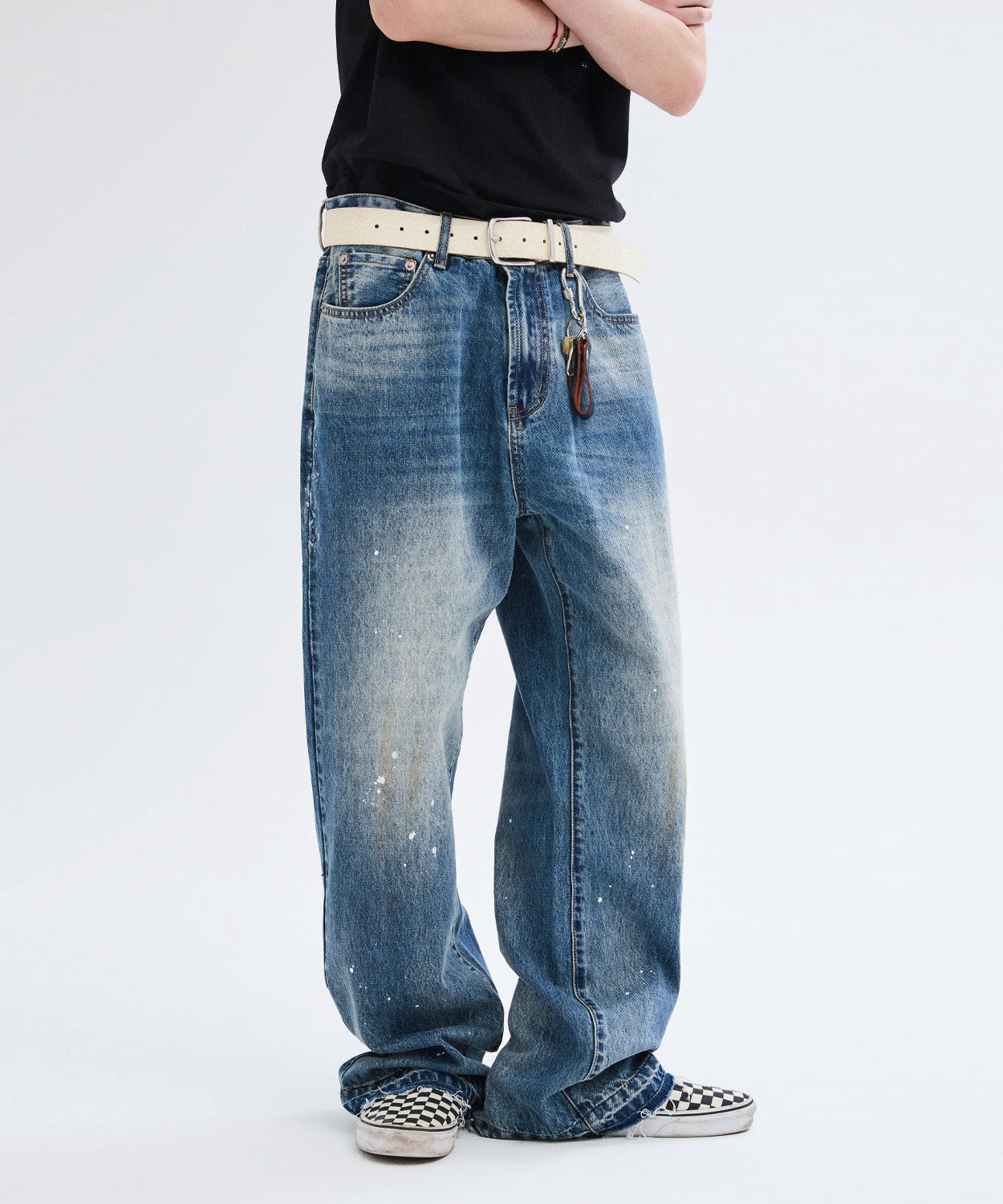 Painted Over Dye Washed Pants [Blue]