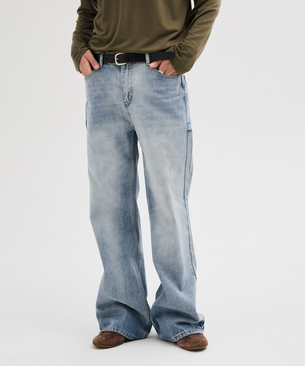 Flare Washed Denim Pants [Blue]