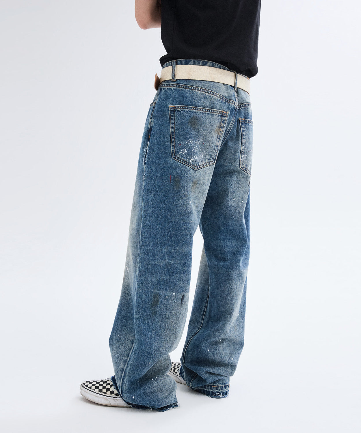 Painted Over Dye Washed Pants [Blue]