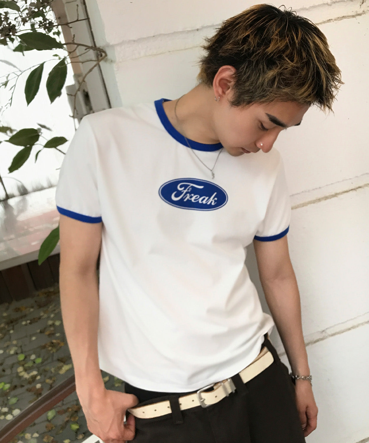Ringer Point Graphic T-Shirt [Blue]