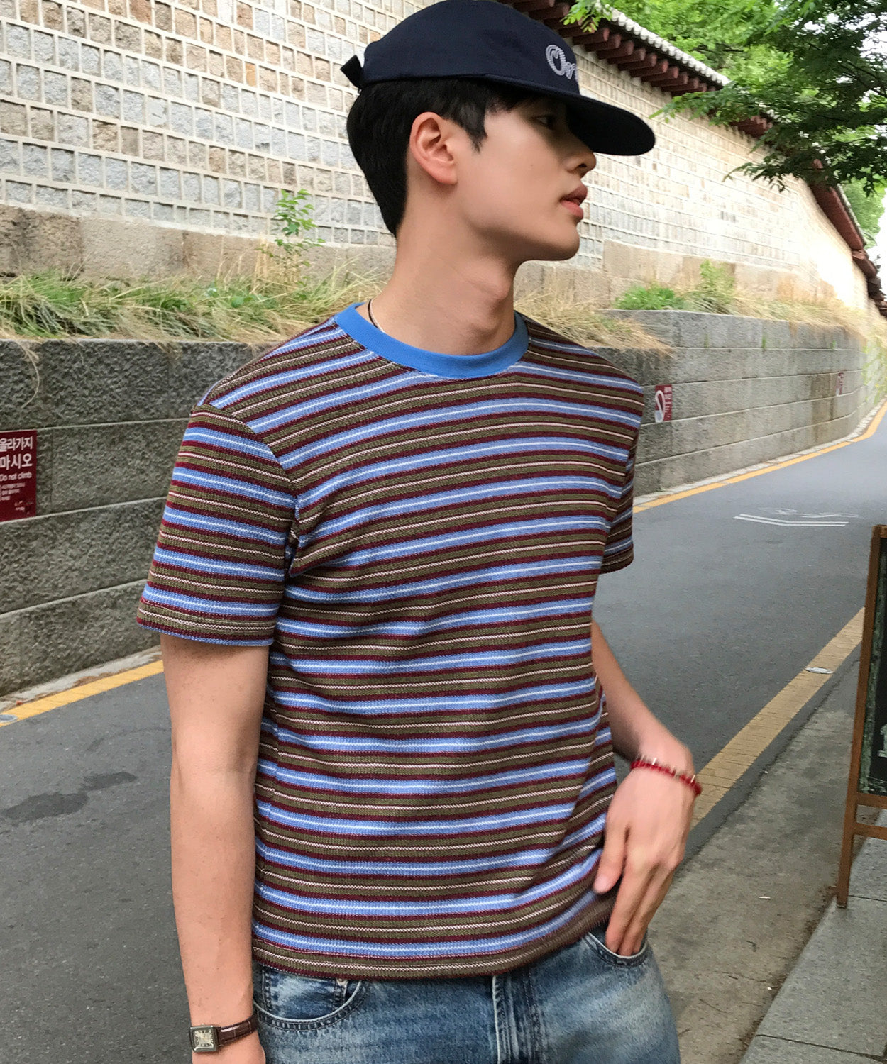 Summer Stripe Short Sleeve T-Shirt [Blue]
