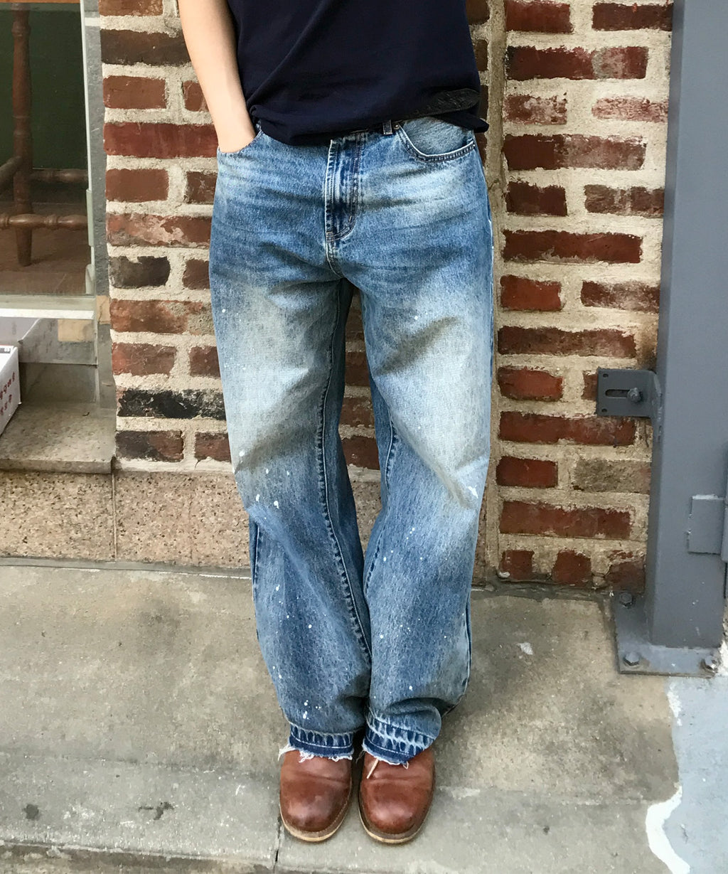 Painted Over Dye Washed Pants [Blue]