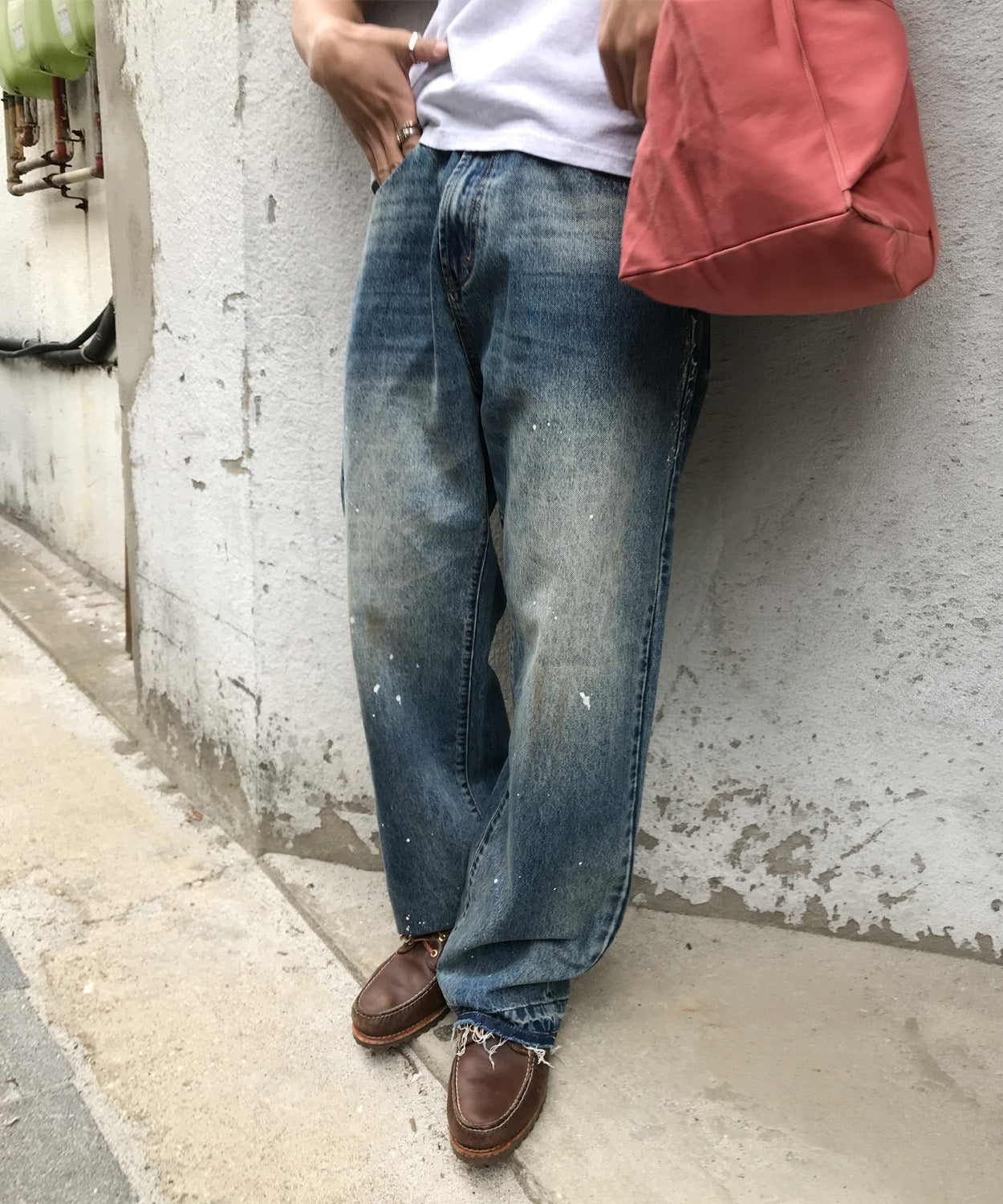 Painted Over Dye Washed Pants [Blue]