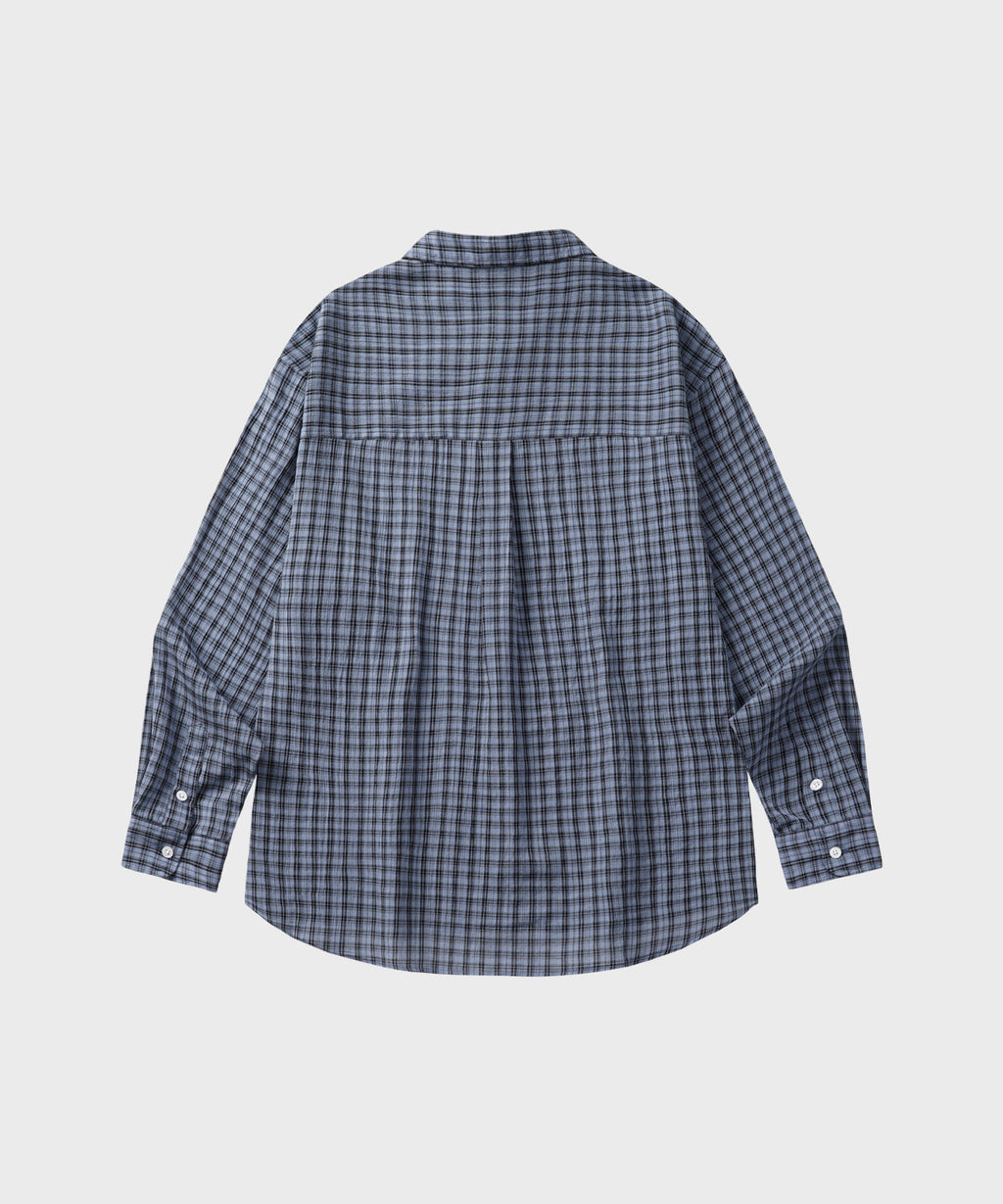 Essential Seersucker Check Shirt [Blue]