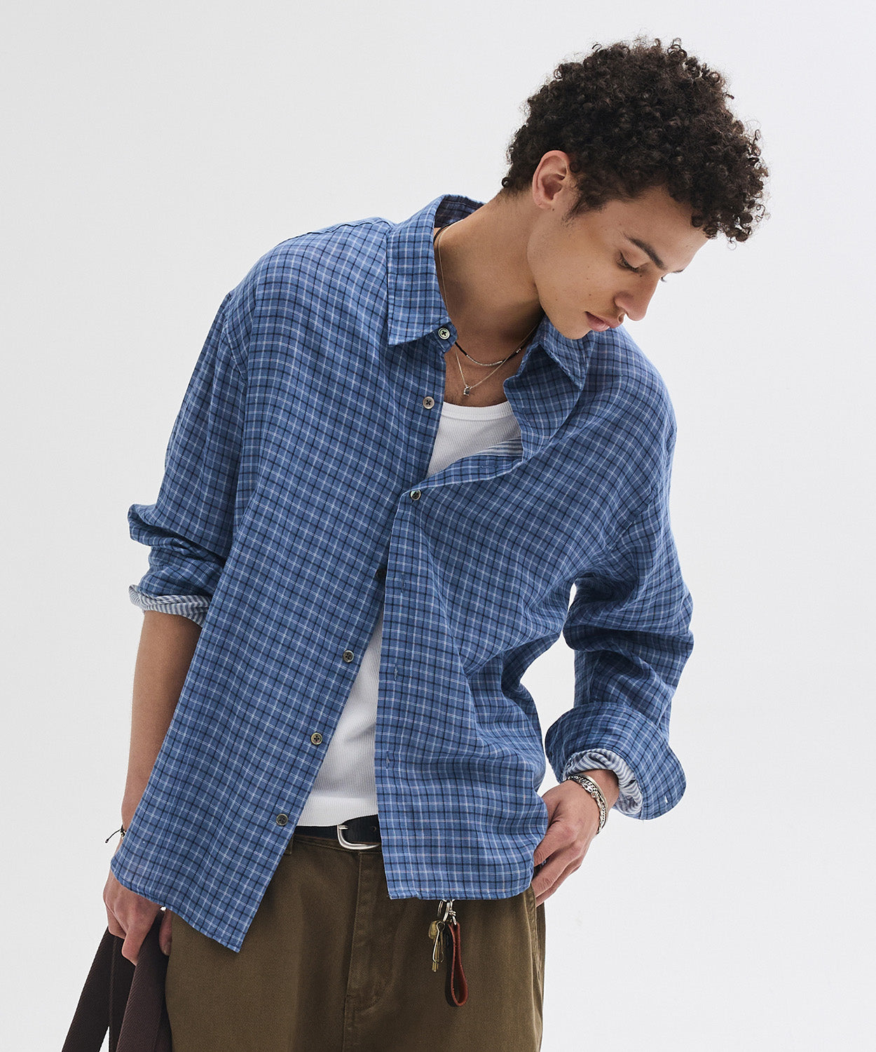 Double Layer Check Shirt [Blue]