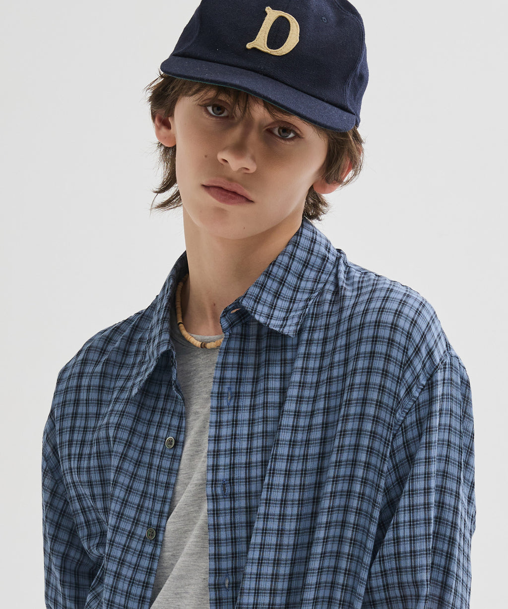 Essential Seersucker Check Shirt [Blue]