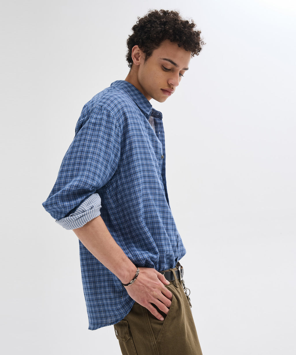 Double Layer Check Shirt [Blue]