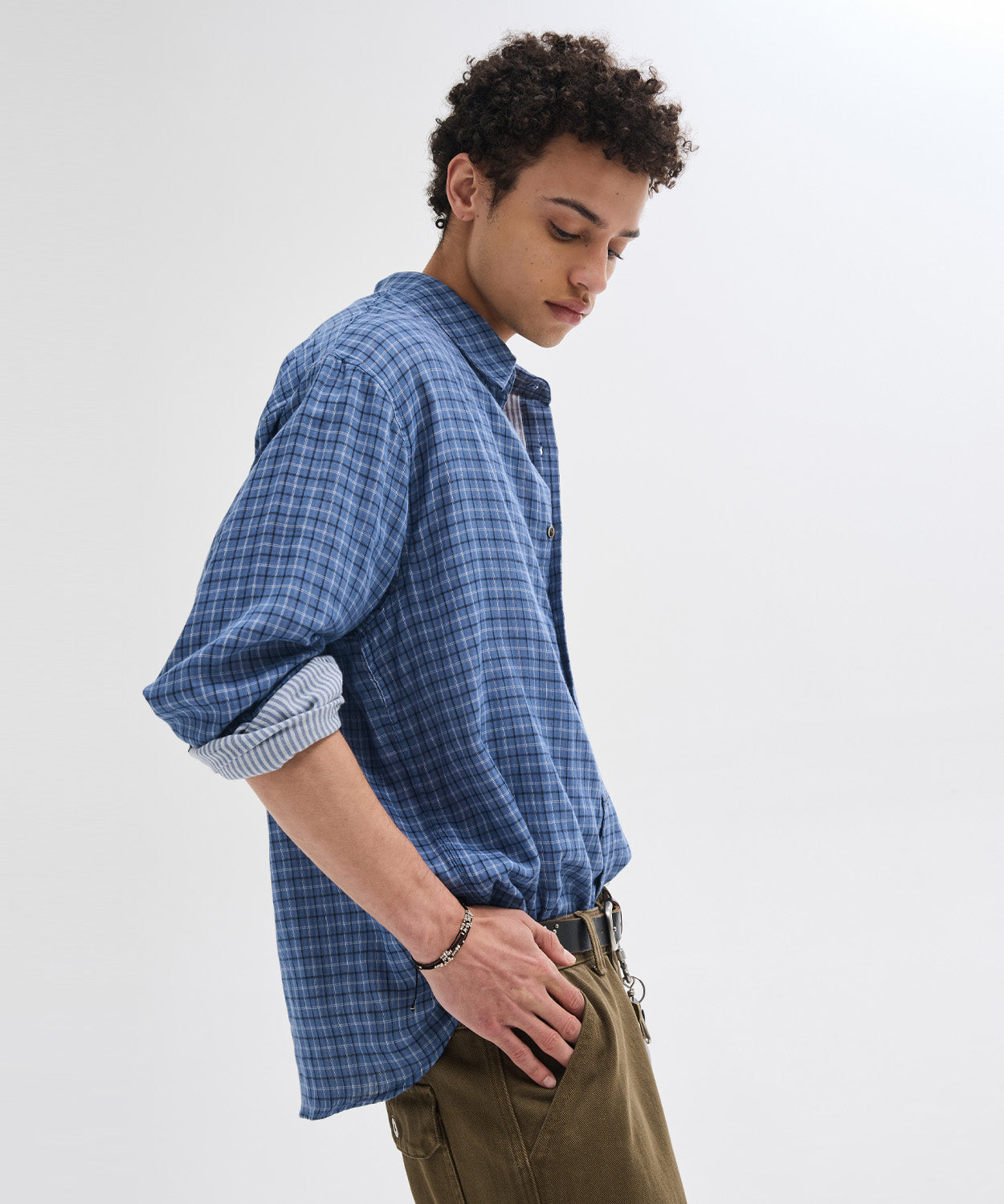 Double Layer Check Shirt [Blue]