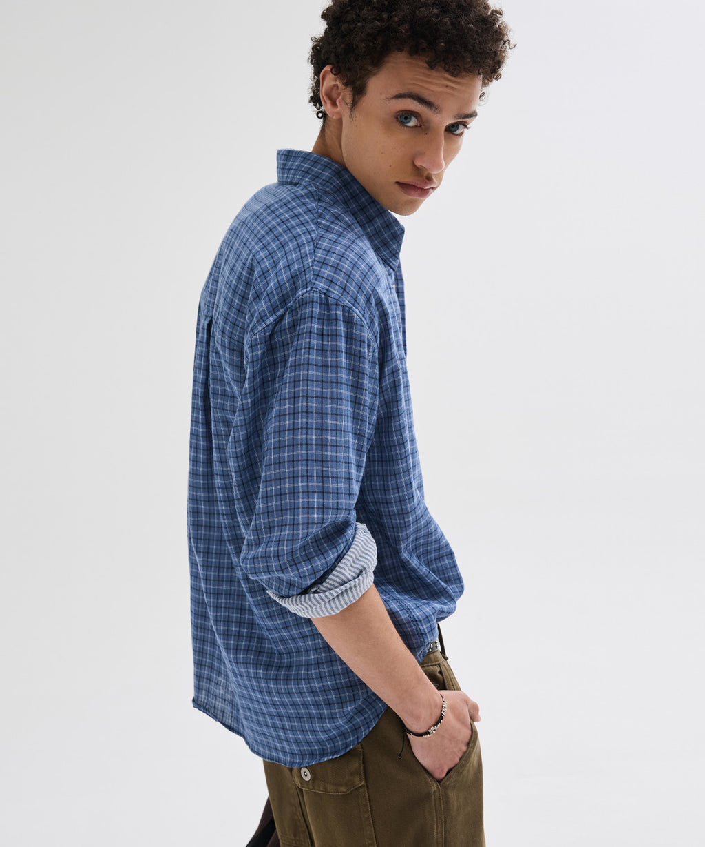Double Layer Check Shirt [Blue]