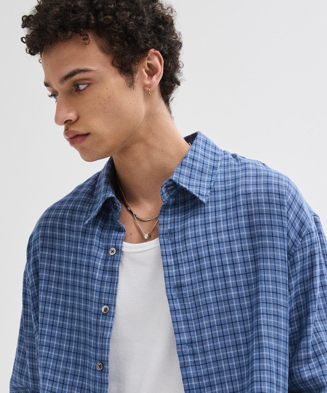Double Layer Check Shirt [Blue]