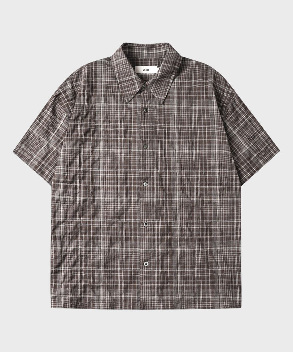 Vintage Wrinkle Check Short Sleeve Shirt [Brown]