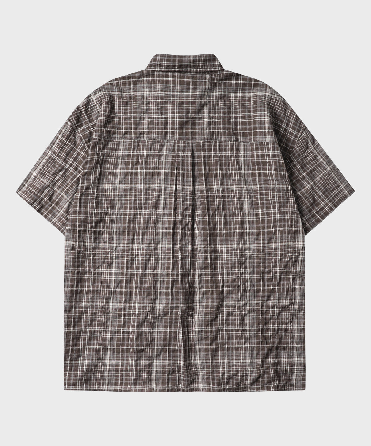 Vintage Wrinkle Check Short Sleeve Shirt [Brown]