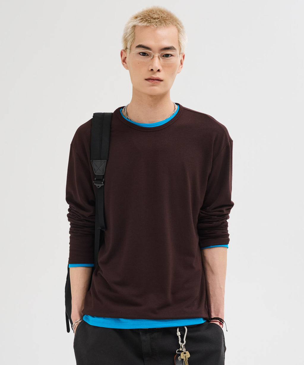 Soft Round Long Sleeve T-Shirt [Brown]