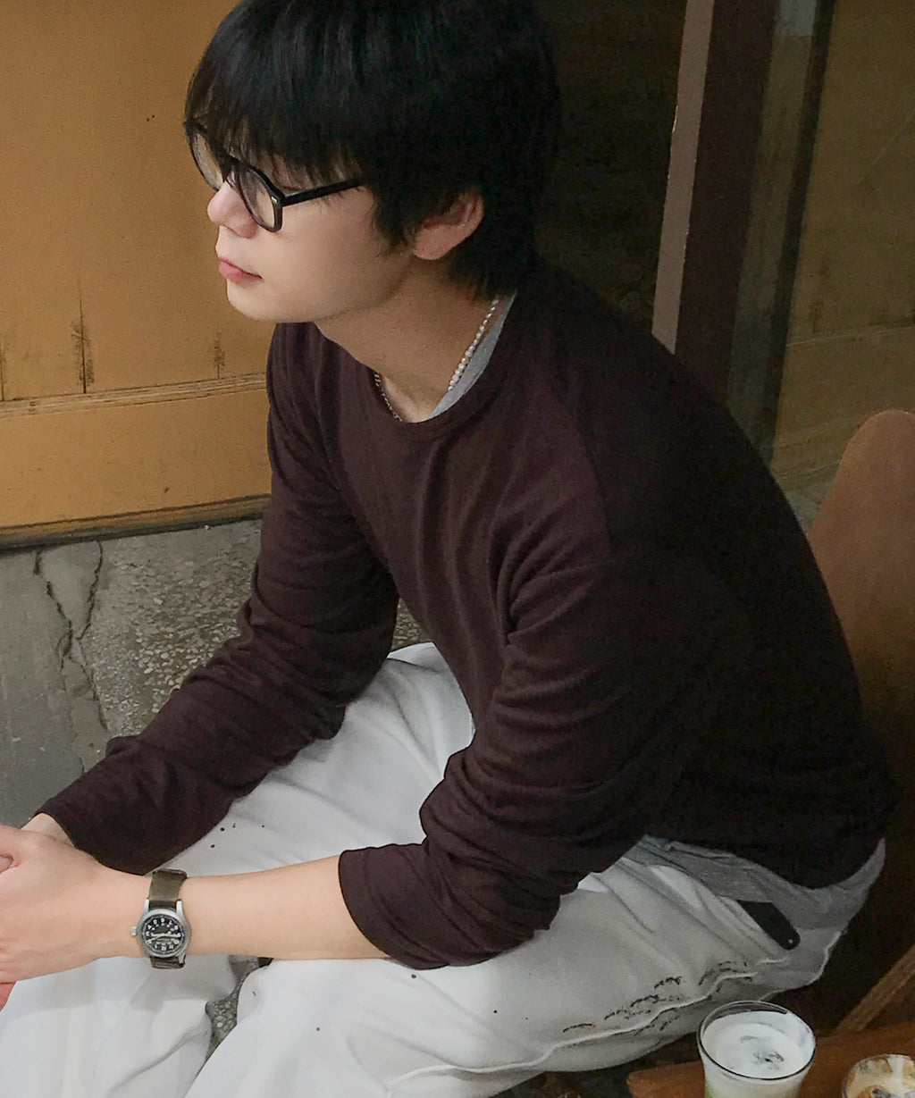 Soft Round Long Sleeve T-Shirt [Brown]
