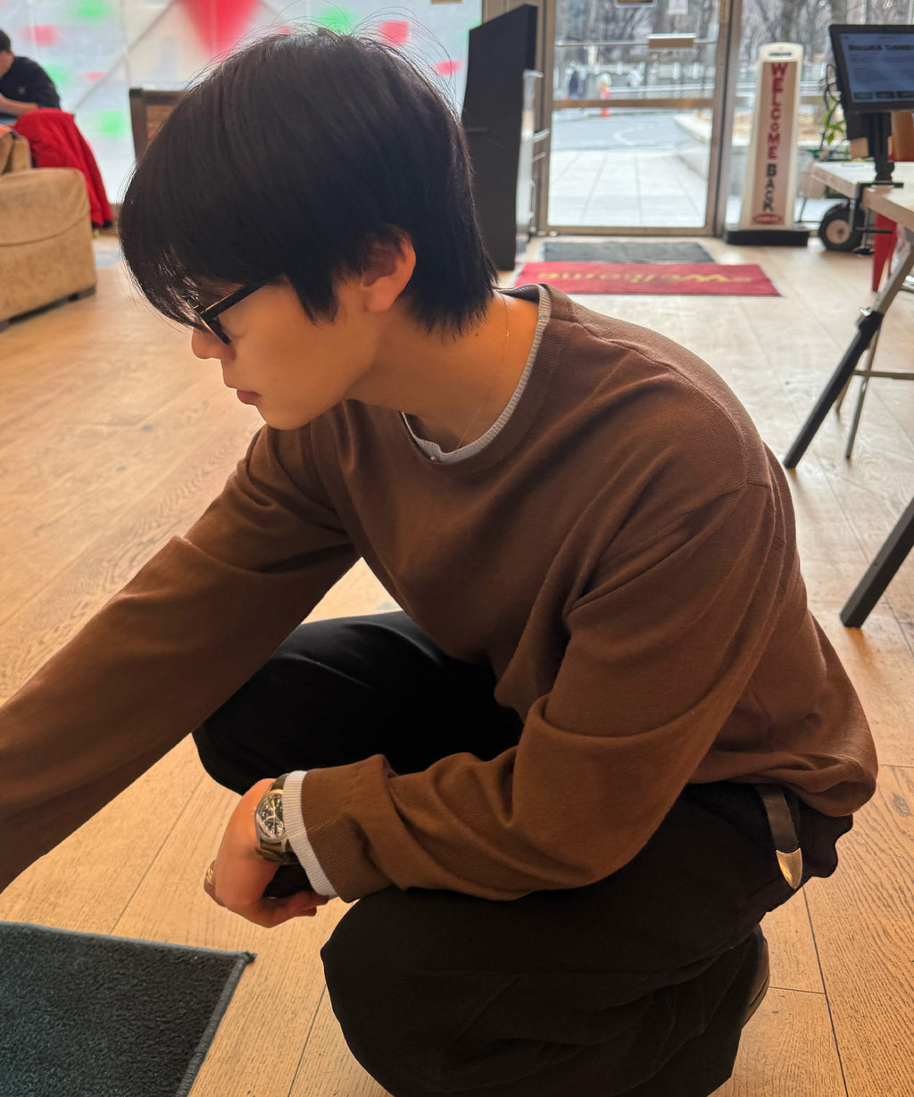 Soft Layer Round Knit [Brown]