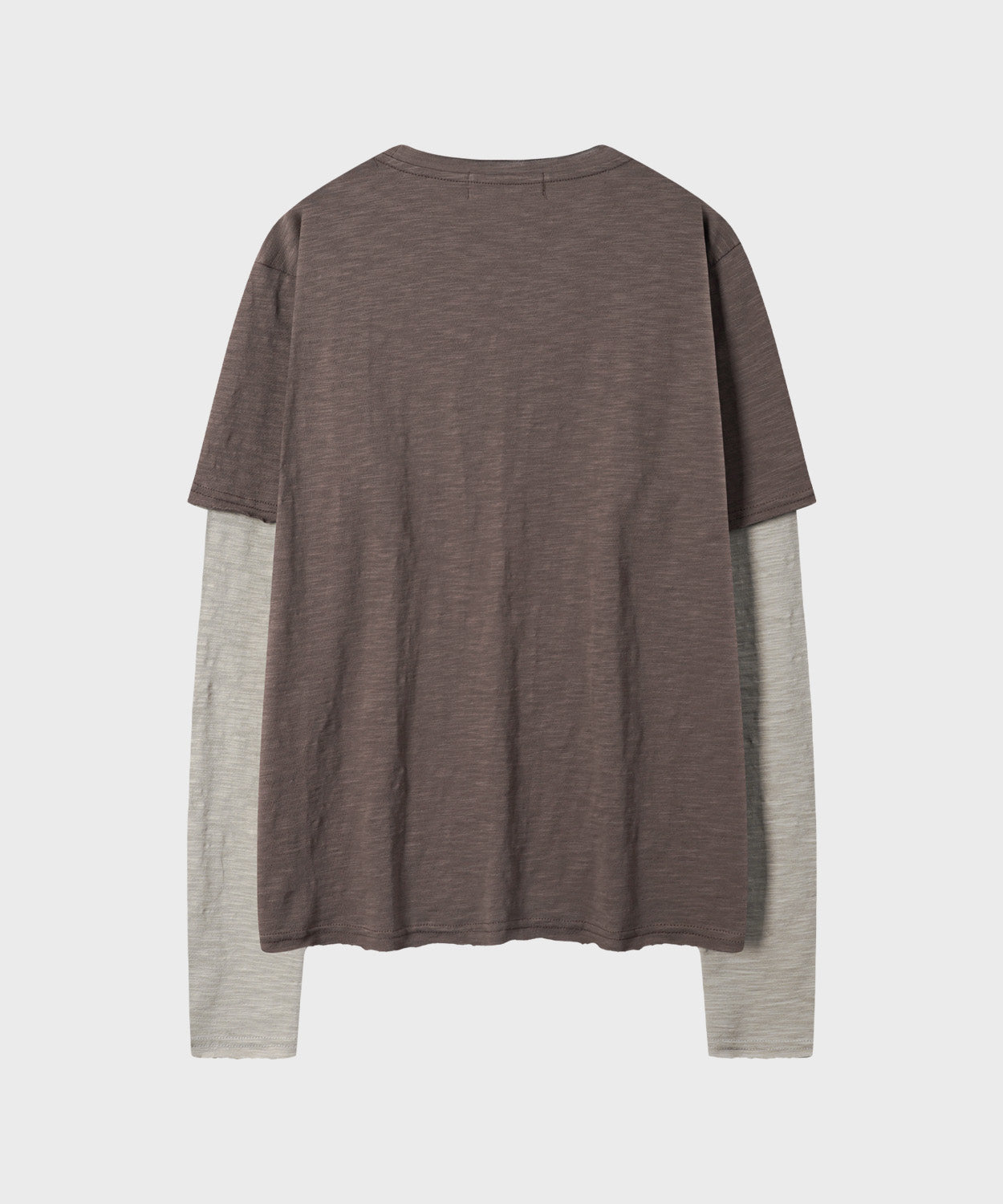 Cut-Off Layered Long Sleeve T-Shirt [Brown]