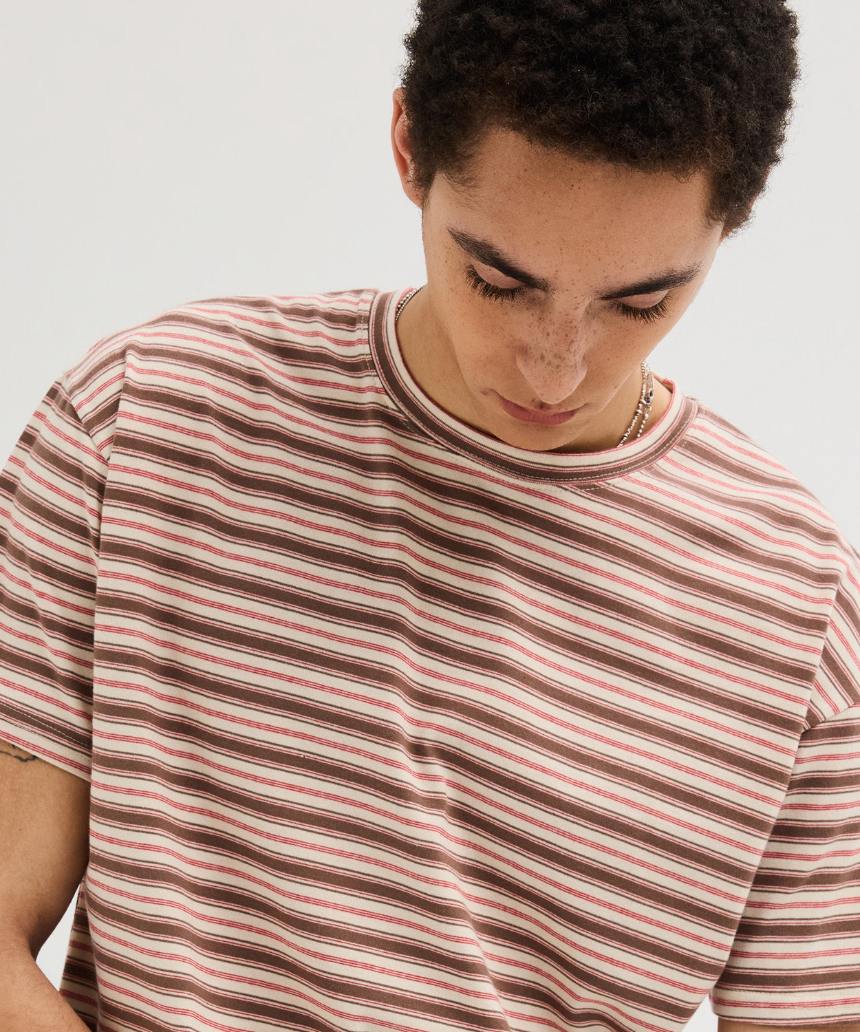 Essential Stripe Crop T-Shirt [Brown]