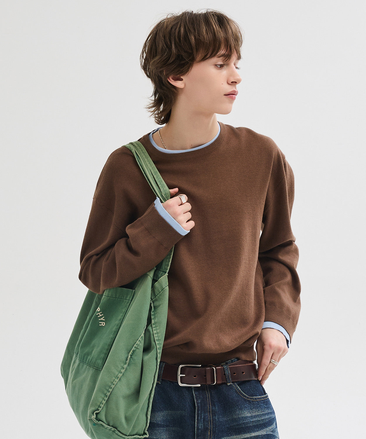 Soft Layer Round Knit [Brown]