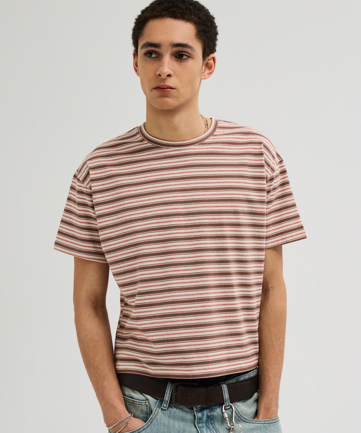 Essential Stripe Crop T-Shirt [Brown]