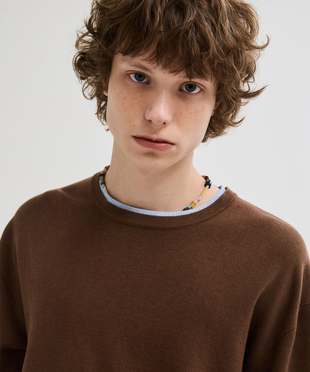 Soft Layer Round Knit [Brown]