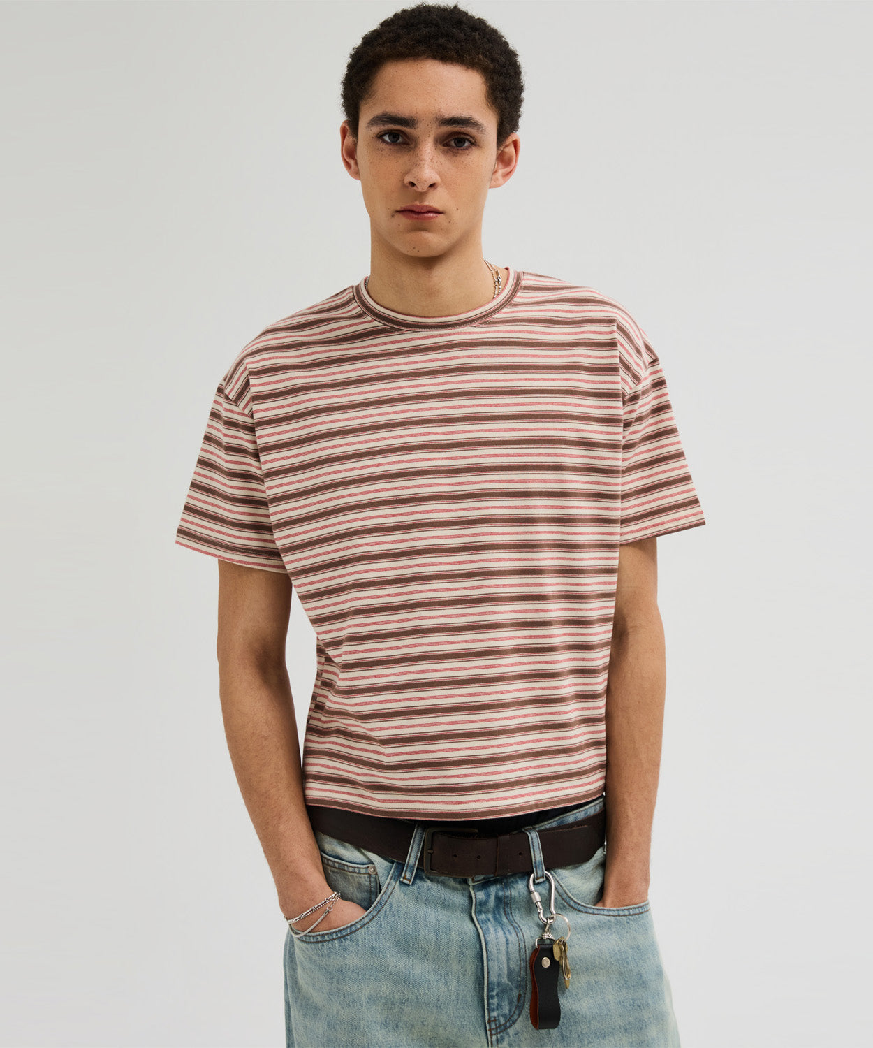 Essential Stripe Crop T-Shirt [Brown]