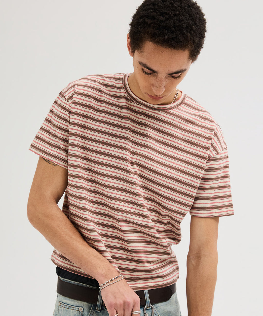 Essential Stripe Crop T-Shirt [Brown]