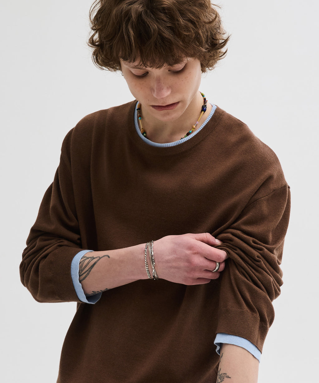 Soft Layer Round Knit [Brown]