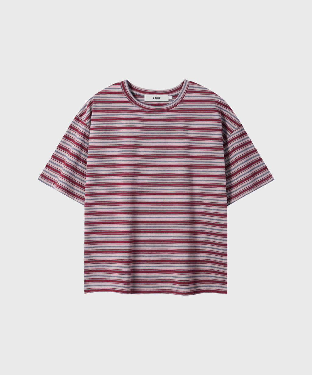 Essential Stripe Crop T-Shirt [Burgundy]