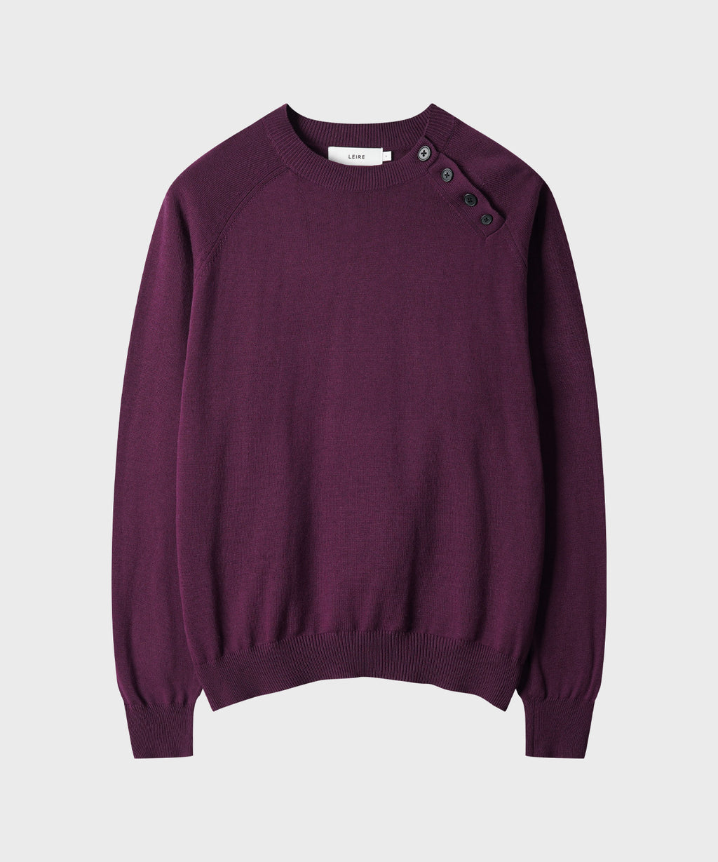 Diagonal Henley Neck Crop Knit [Burgundy]