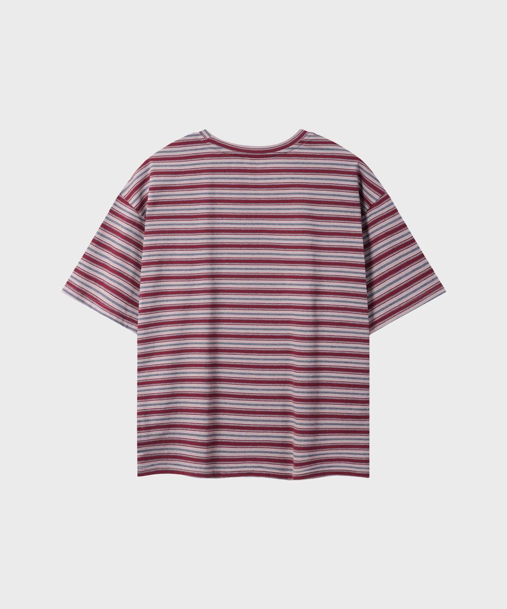Essential Stripe Crop T-Shirt [Burgundy]