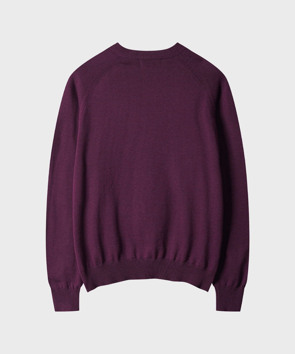 Diagonal Henley Neck Crop Knit [Burgundy]