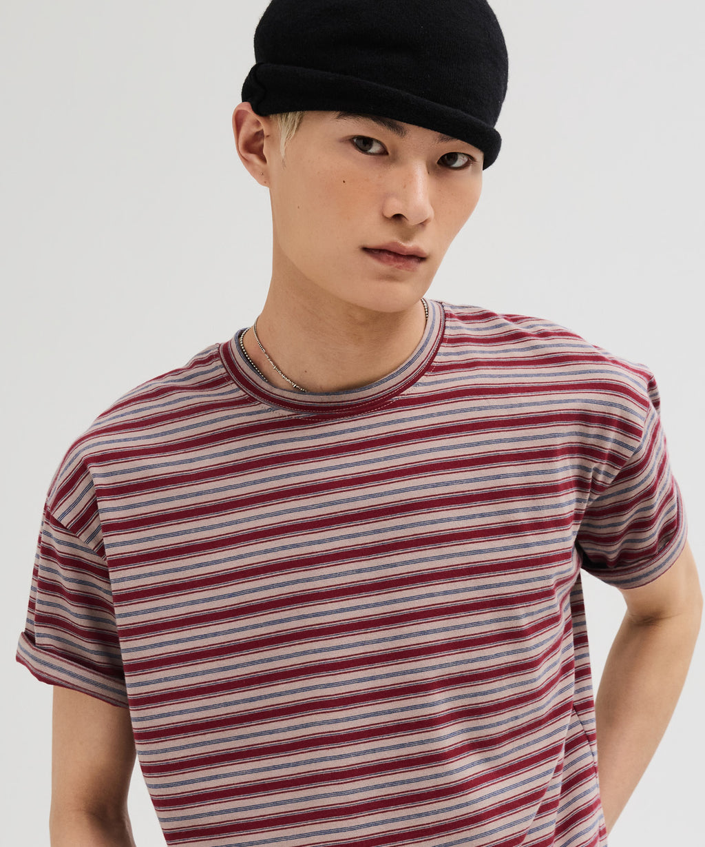 Essential Stripe Crop T-Shirt [Burgundy]
