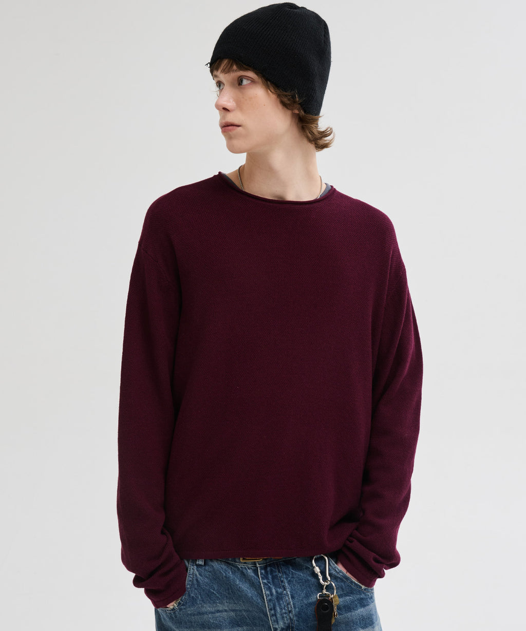 Cut-Off Texture Knit [Burgundy]
