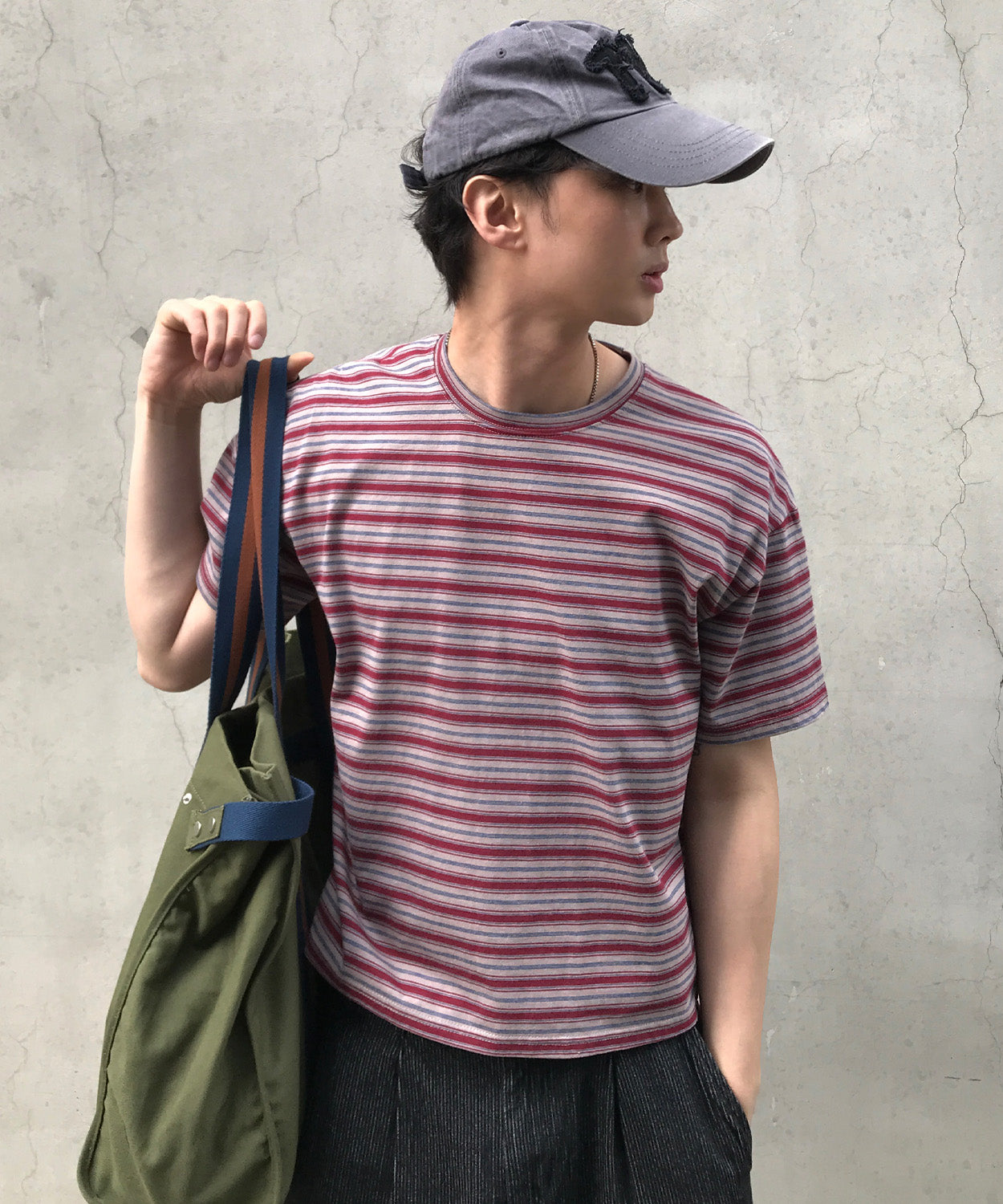 Essential Stripe Crop T-Shirt [Burgundy]