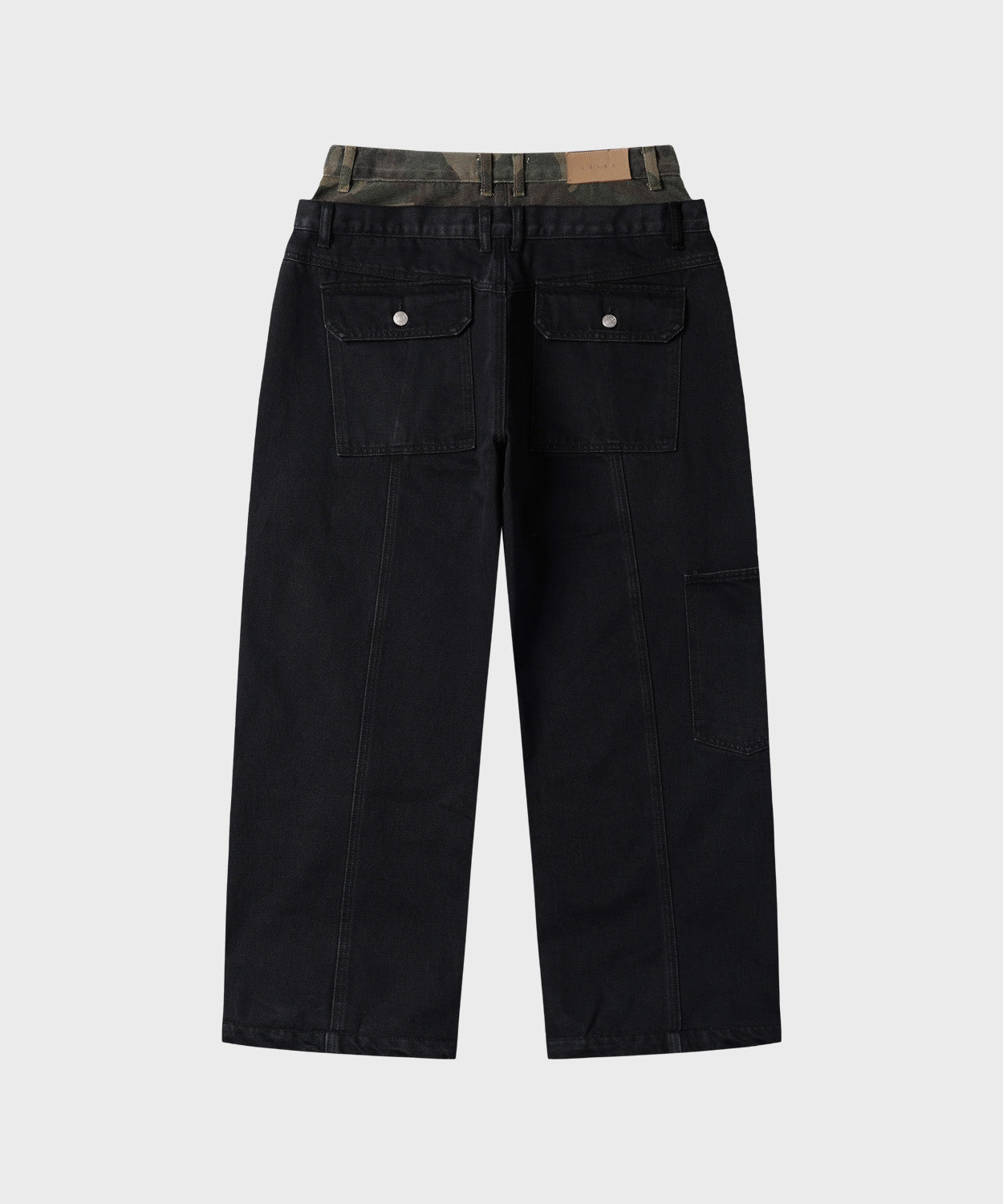 Double Layered Button Denim Pants [Camouflage]