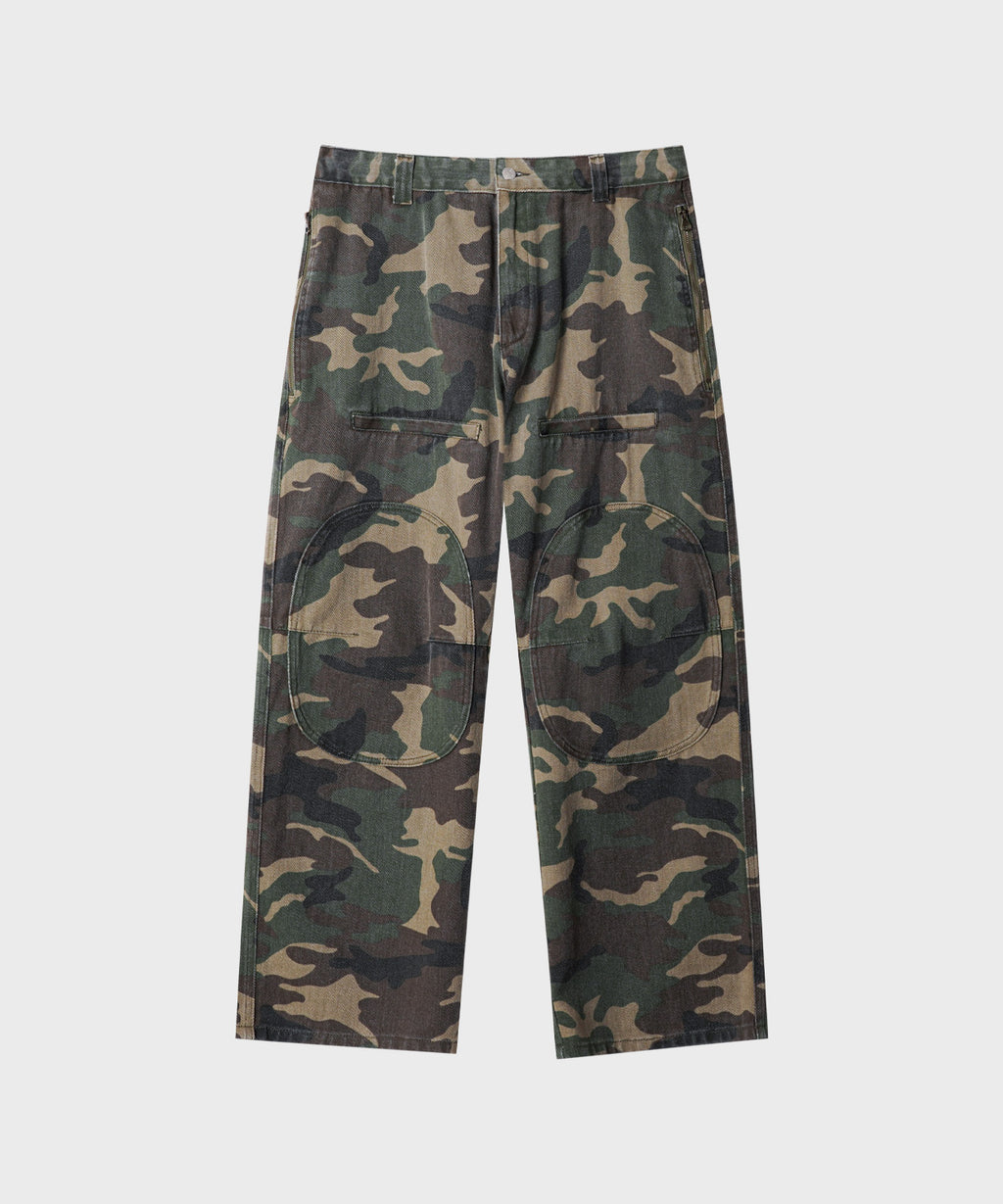 Side Zipper Garment Dyed Cargo Pants [Camouflage]