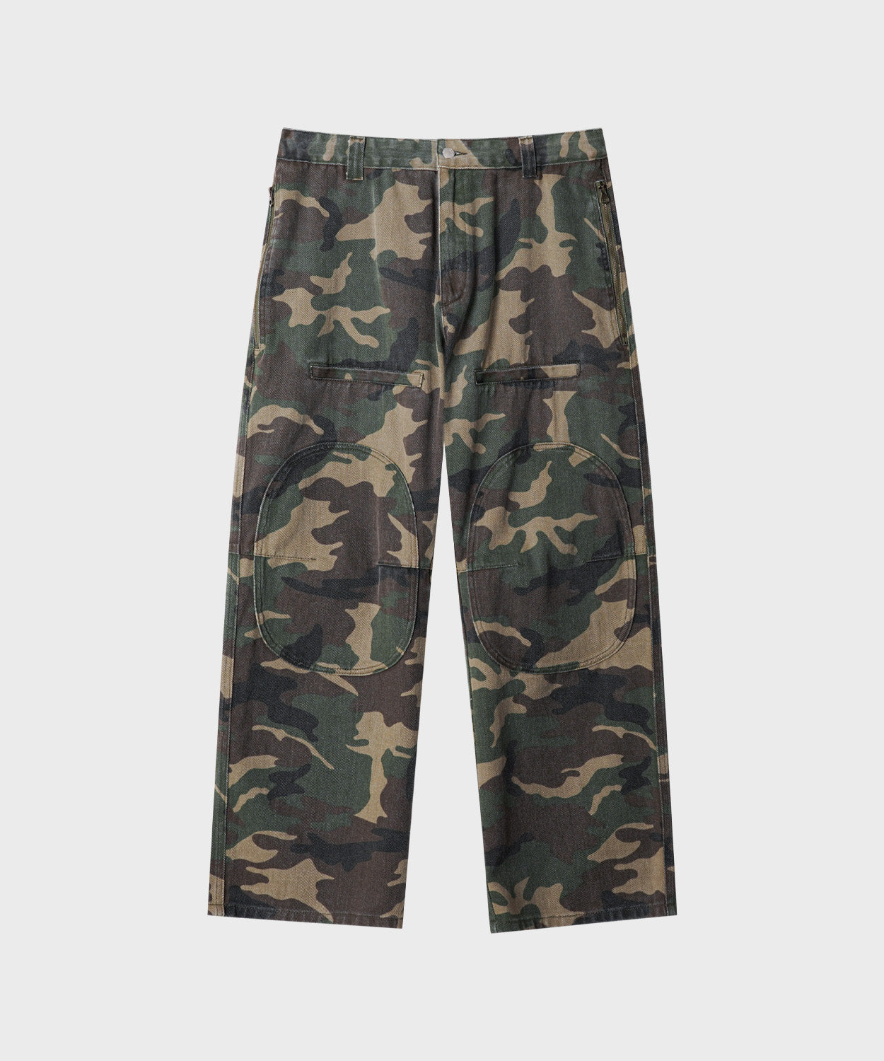 Side Zipper Garment Dyed Cargo Pants [Camouflage]