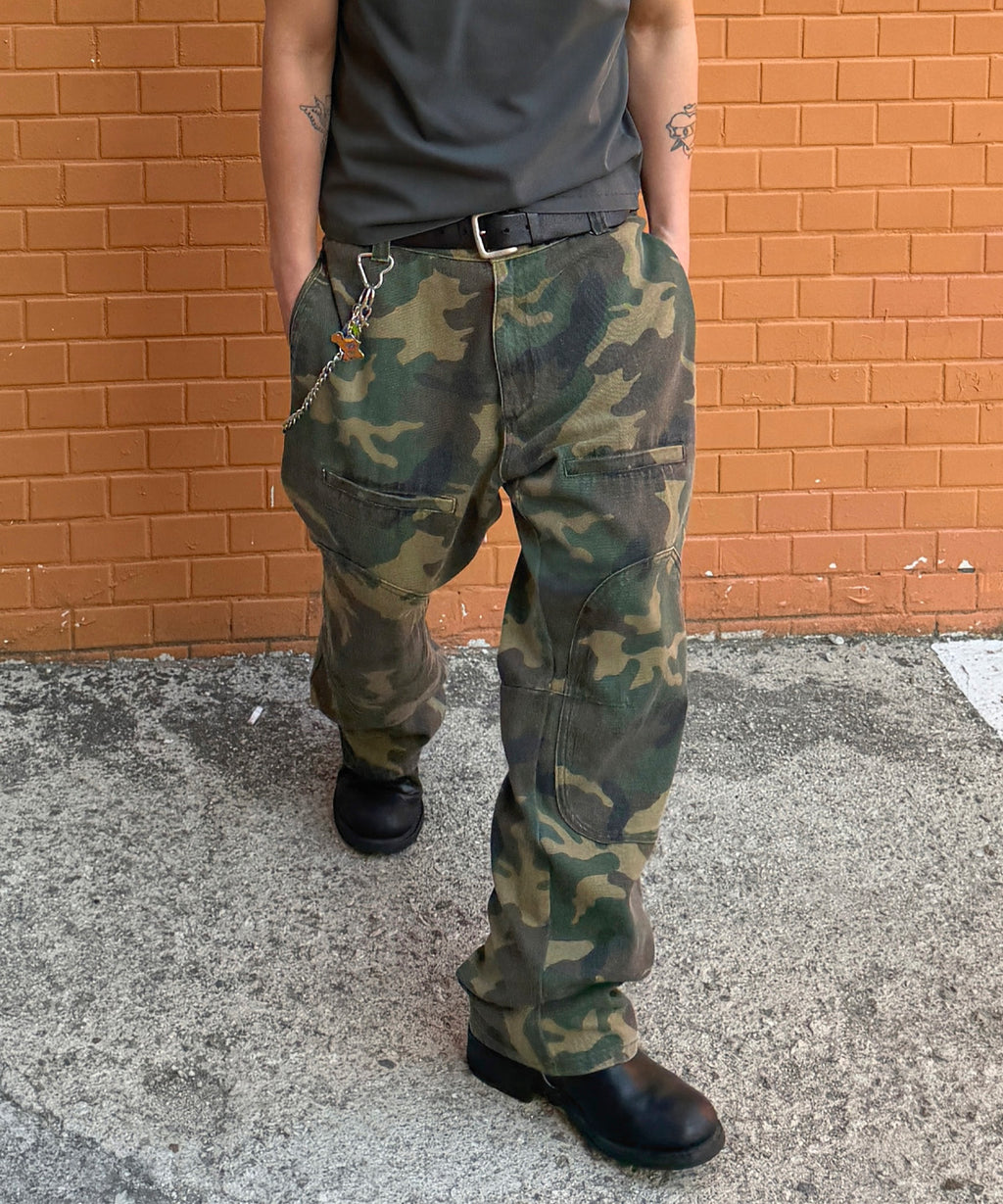 Side Zipper Garment Dyed Cargo Pants [Camouflage]