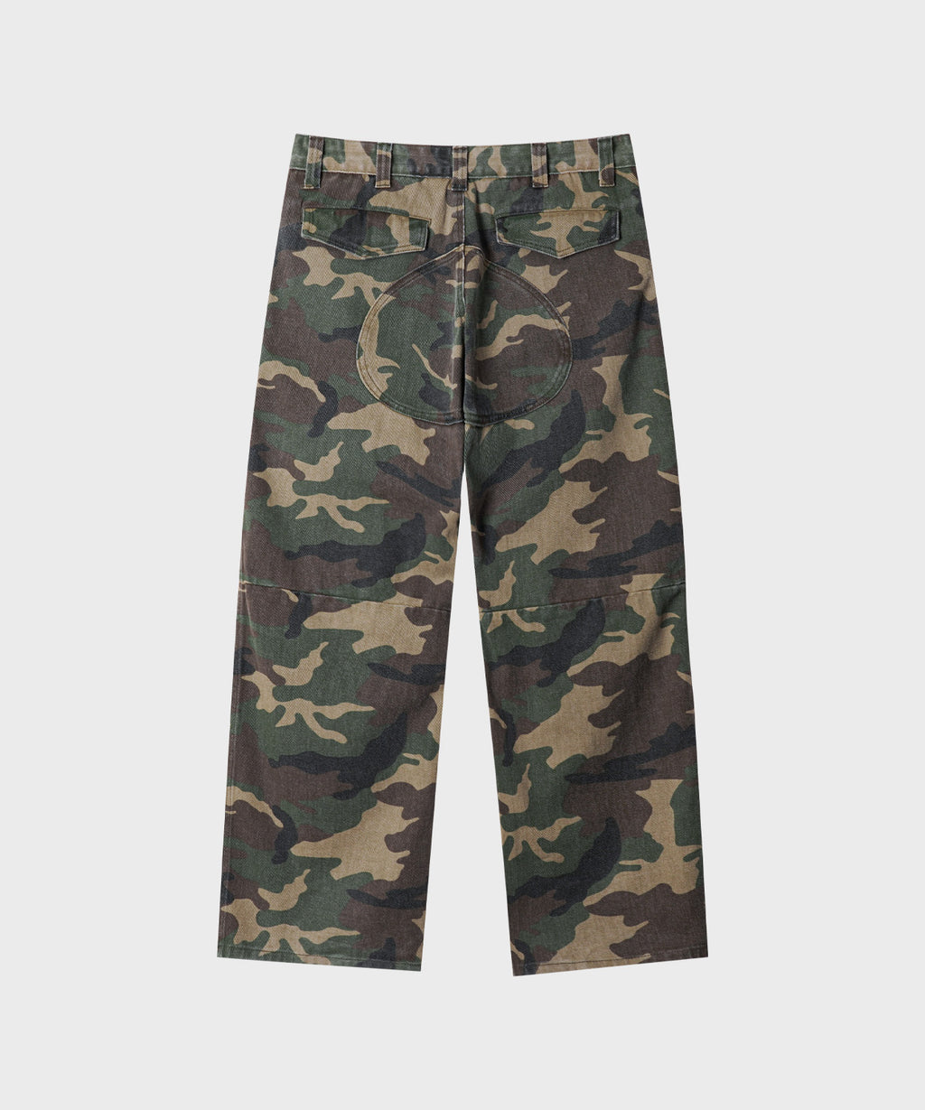 Side Zipper Garment Dyed Cargo Pants [Camouflage]