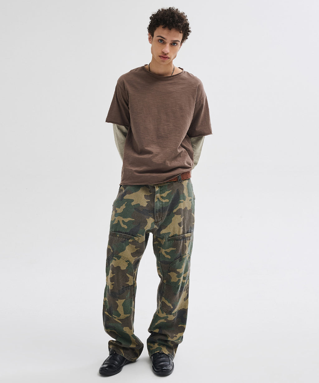 Side Zipper Garment Dyed Cargo Pants [Camouflage]
