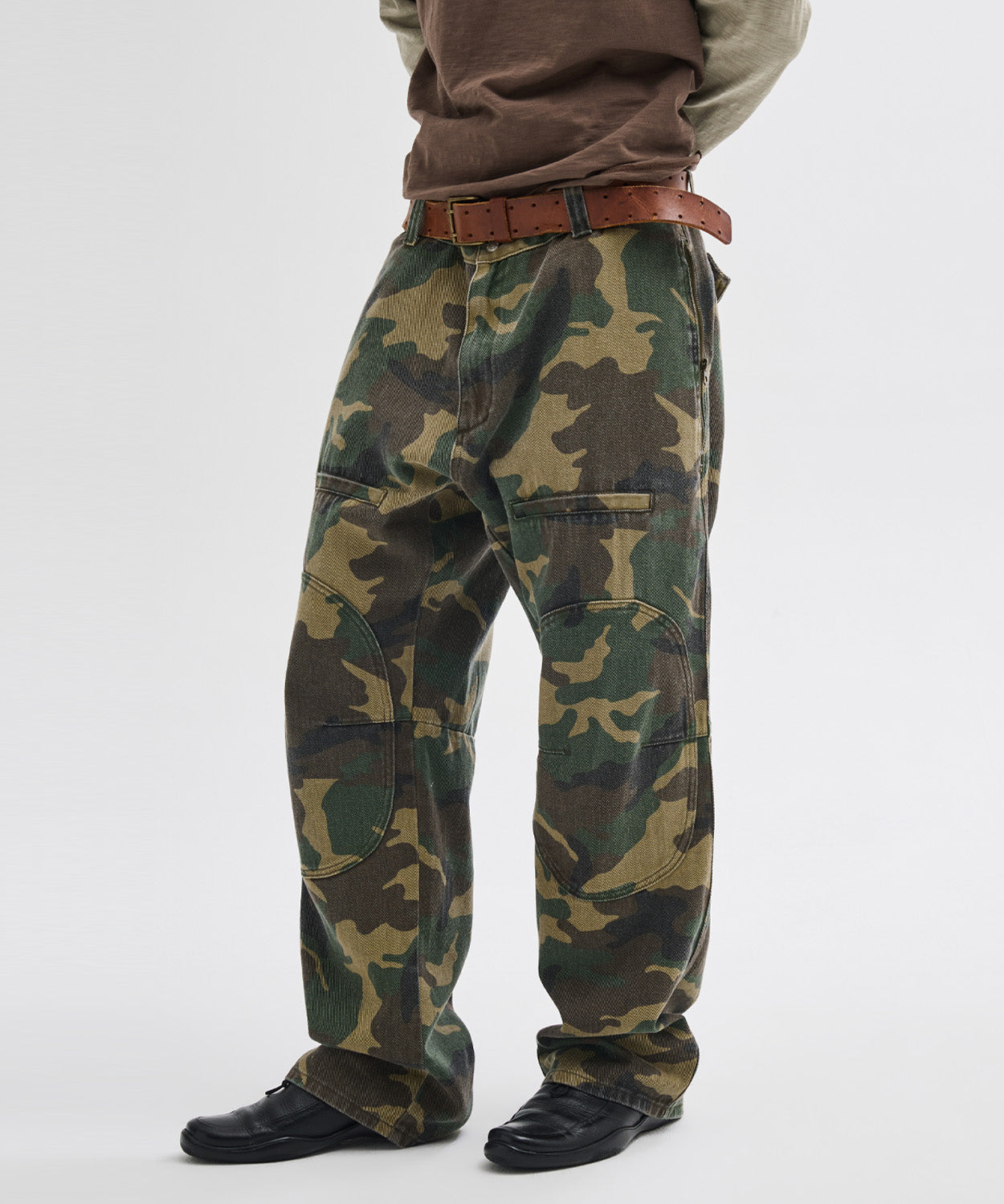 Side Zipper Garment Dyed Cargo Pants [Camouflage]