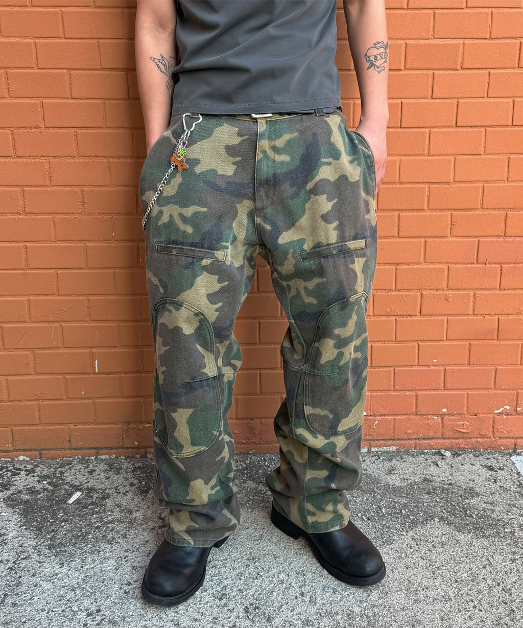 Side Zipper Garment Dyed Cargo Pants [Camouflage]