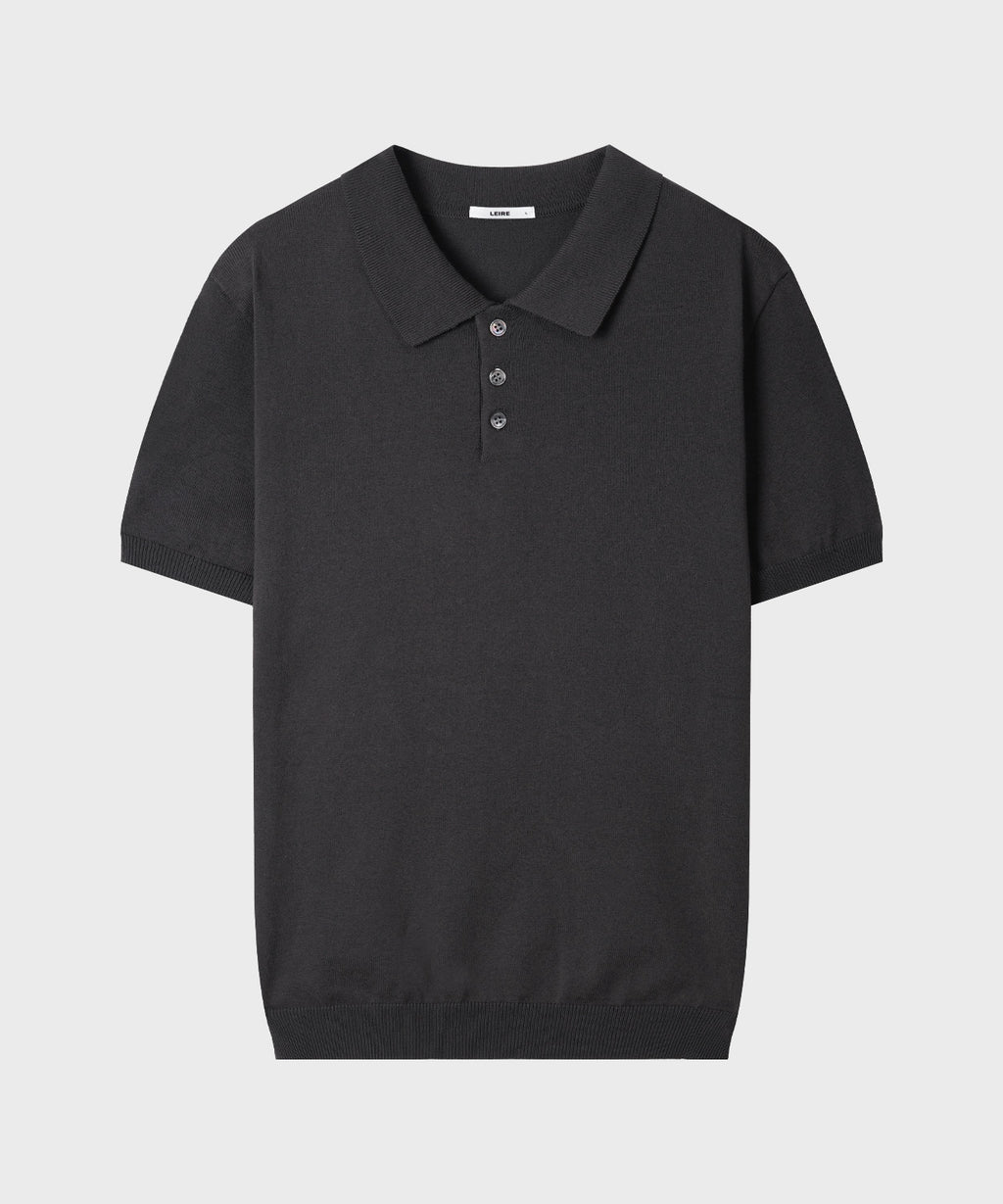 Muscle Fit Collar Short Sleeve Knit [Charcoal]