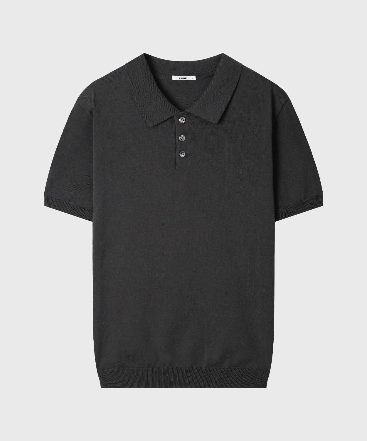 Muscle Fit Collar Short Sleeve Knit [Charcoal]