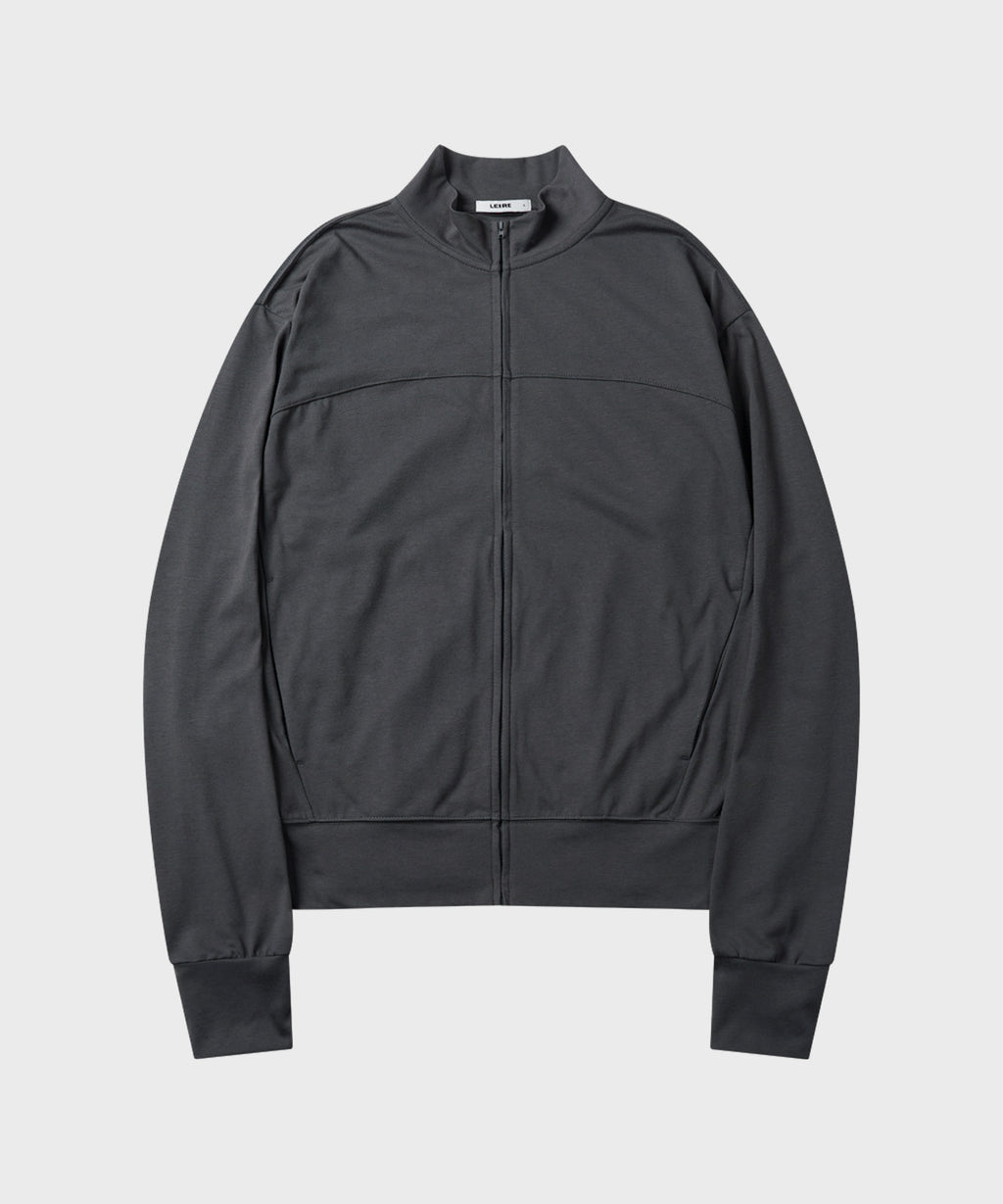 Slim Fit Light Jersey Zip-Up [Charcoal]