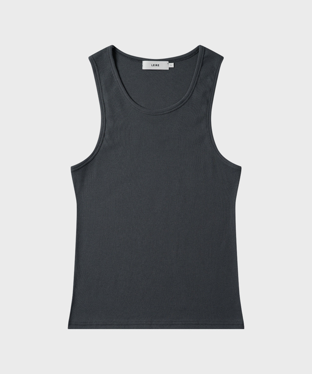 Essential Ribbed Sleeveless [Charcoal]
