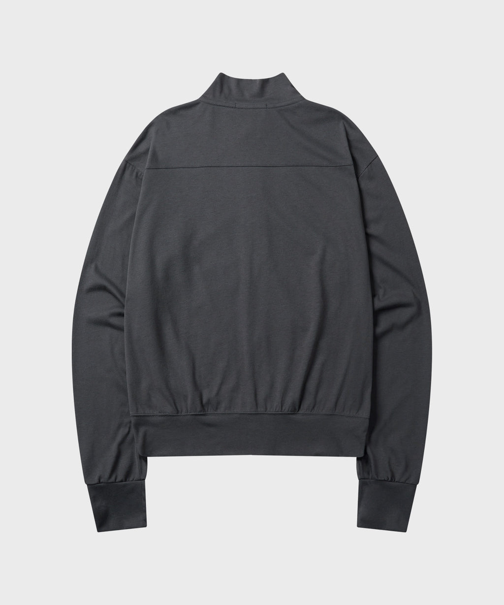 Slim Fit Light Jersey Zip-Up [Charcoal]