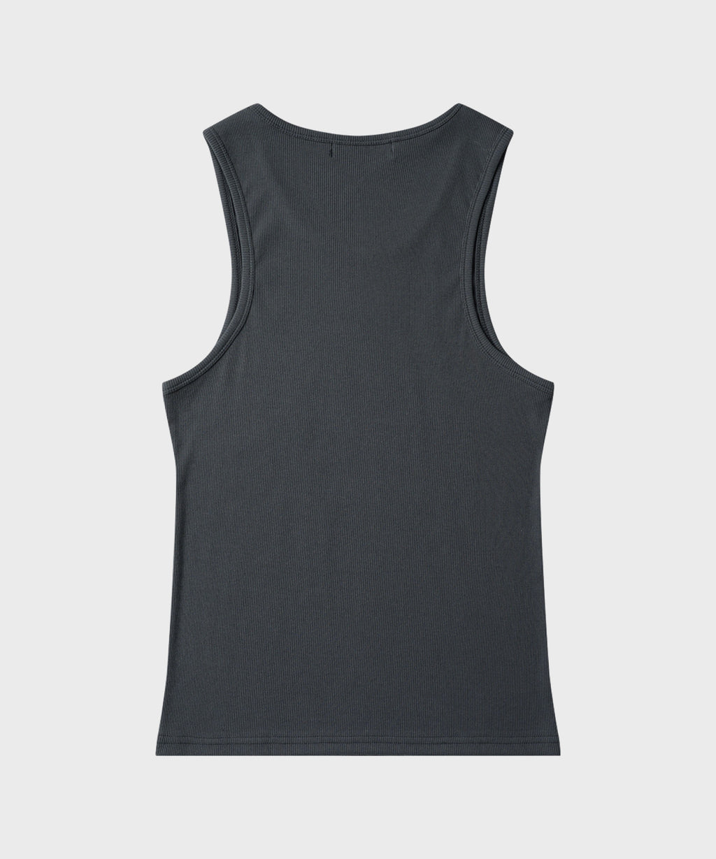 Essential Ribbed Sleeveless [Charcoal]
