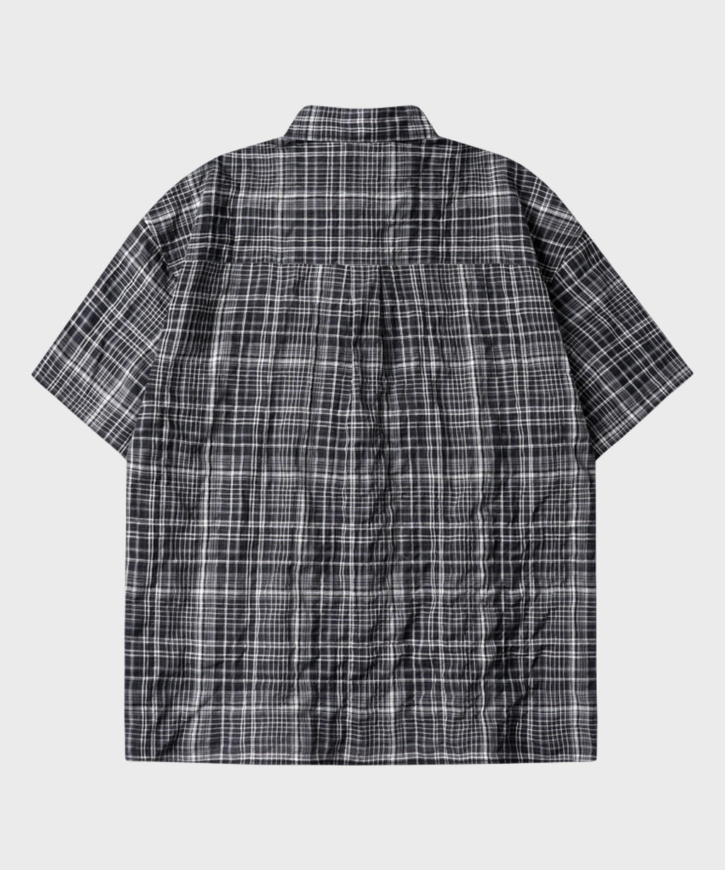 Vintage Wrinkle Check Short Sleeve Shirt [Charcoal]
